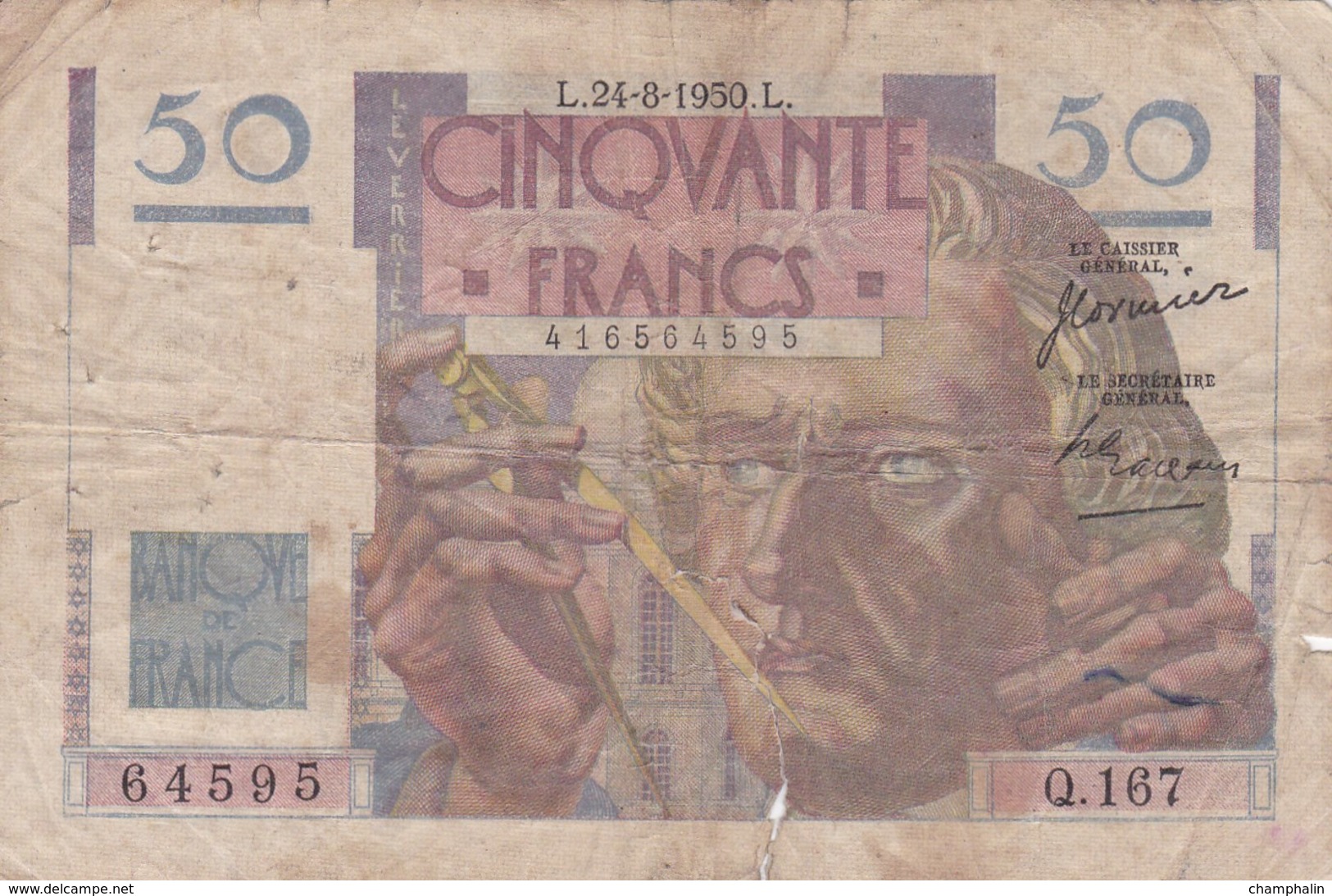 France - Billet De 50 Francs Type Le Verrier - 24 Août 1950 - 50 F 1946-1951 ''Le Verrier''