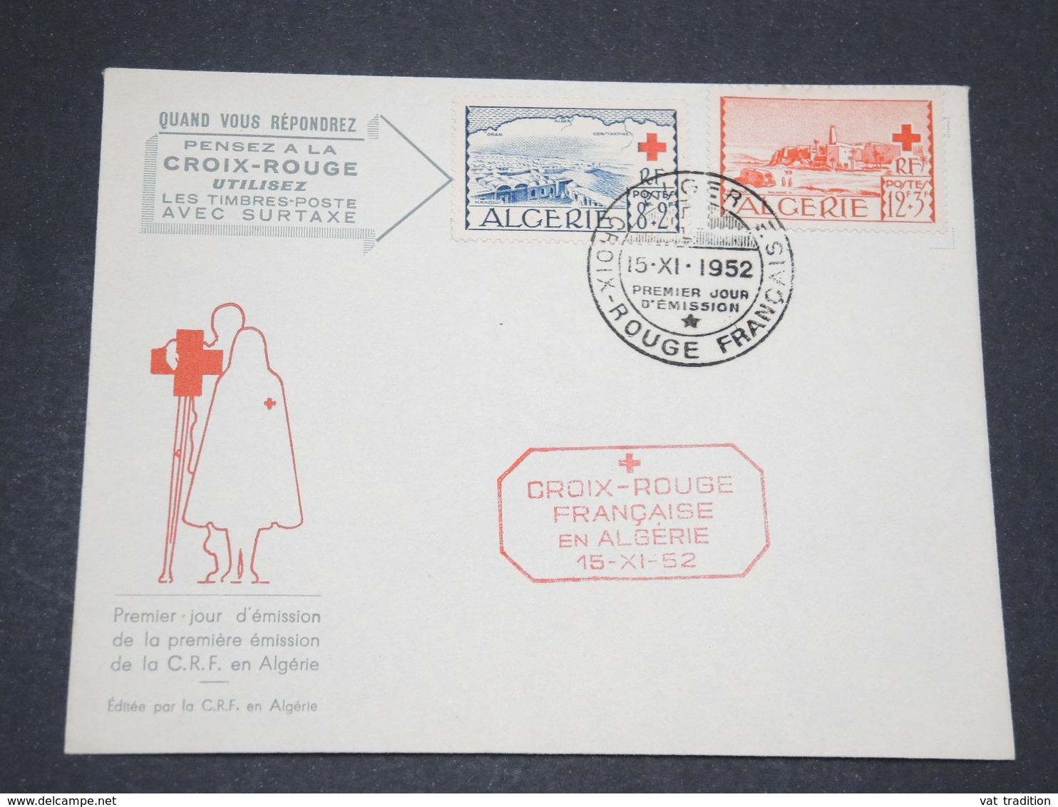 ALGÉRIE - Enveloppe FDC Croix Rouge En 1952 - L 13429 - FDC