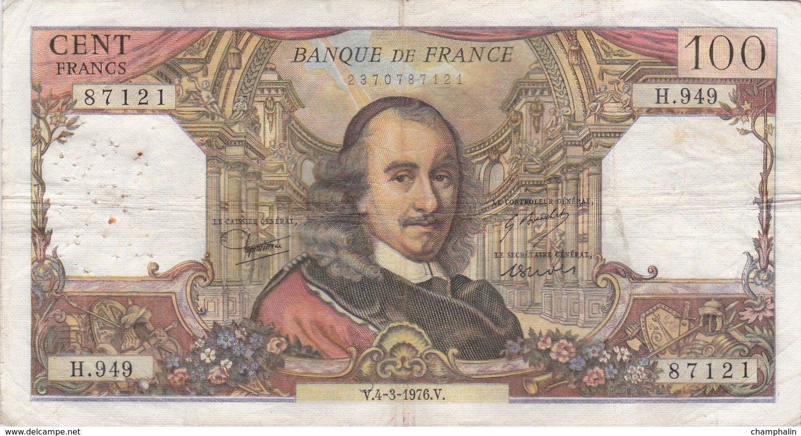 France - Billet De 100 Francs Type Corneille - 4 Mars 1976 V - 100 F 1964-1979 ''Corneille''