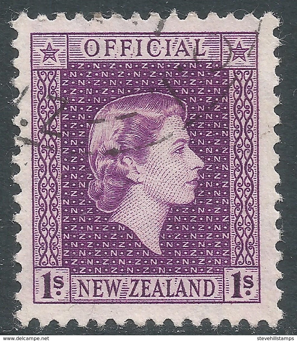 New Zealand. 1954 QEII Official. 1/- Used. SG O166 - Officials