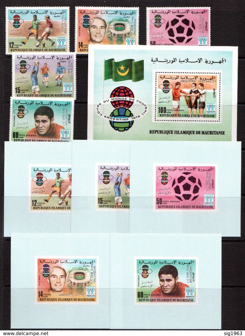 Mauritania-1978,(Mi.615-619,Bl.22), + 5 Luxe,Football, Soccer, Fussball,calcio,MNH - 1978 – Argentine