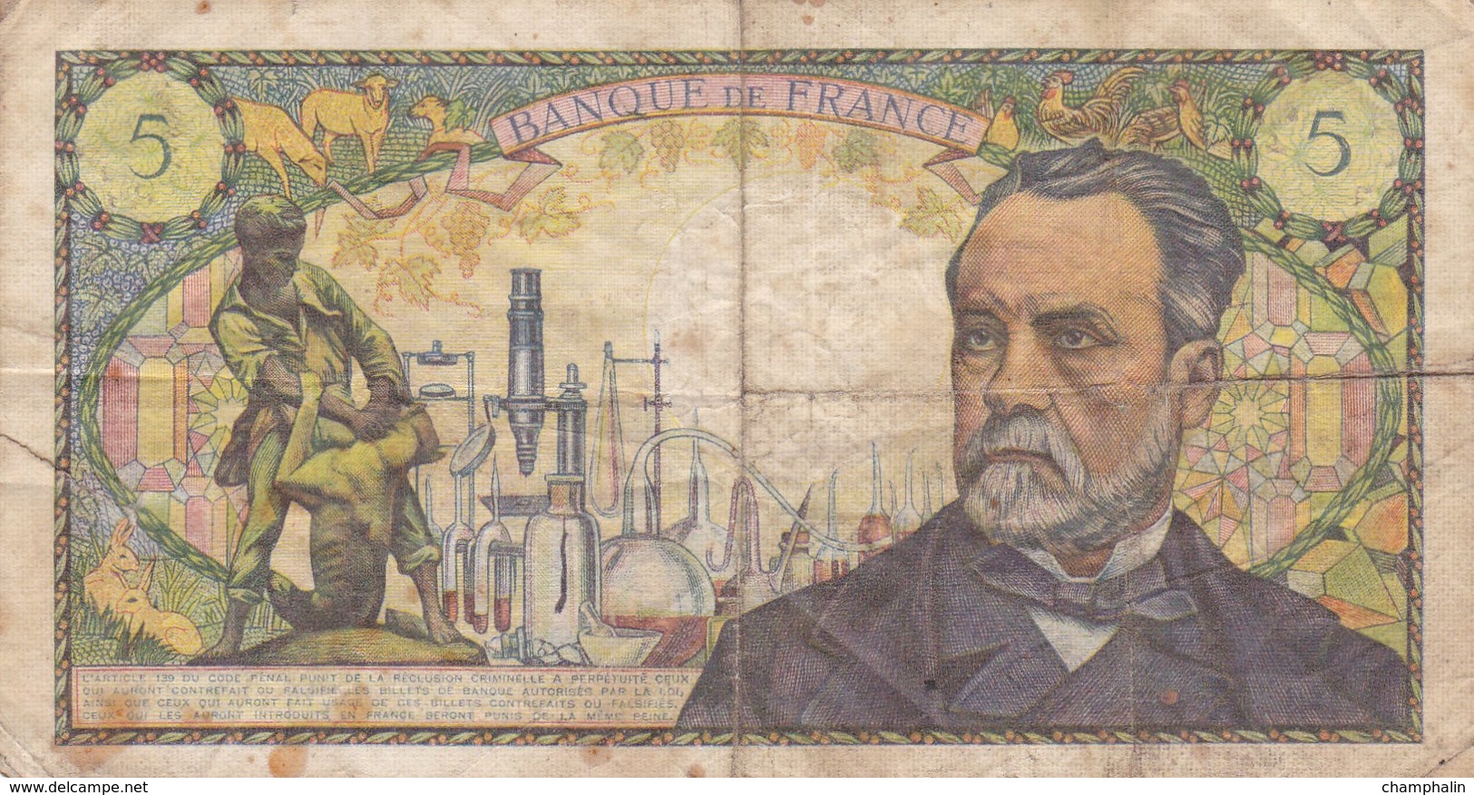 France - Billet De 5 Francs Type Louis Pasteur - 4 Novembre 1966 H - 5 F 1966-1970 ''Pasteur''