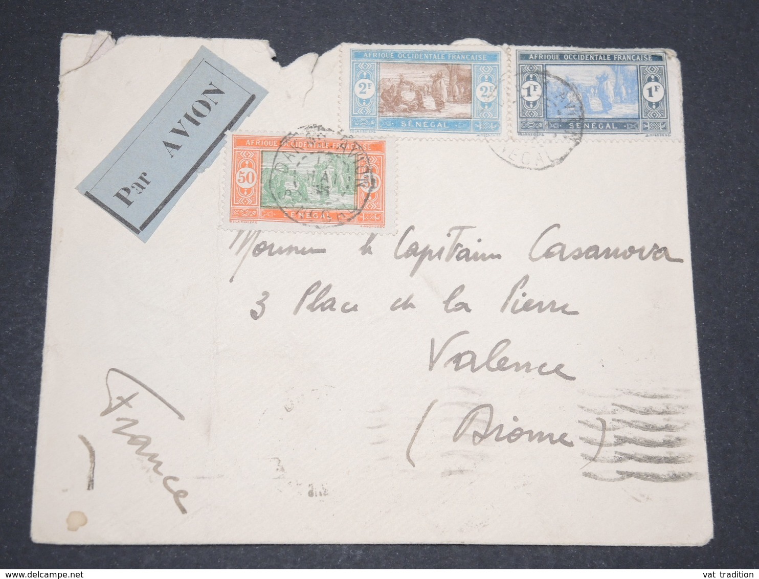 SÉNÉGAL - Enveloppe Par Avion De Dakar Pour La France En 1935 - L 13457 - Lettres & Documents