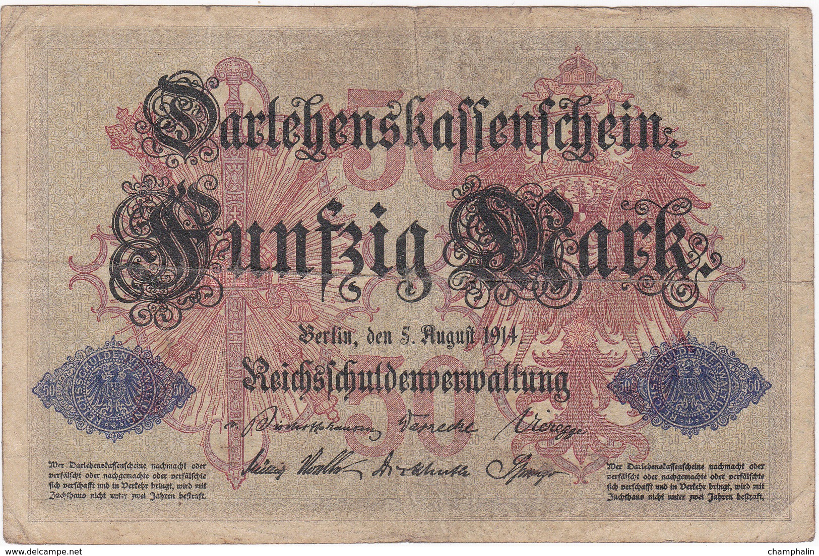 Allemagne - Billet De 50 Mark - 5 Août 1914 - 20 Mark