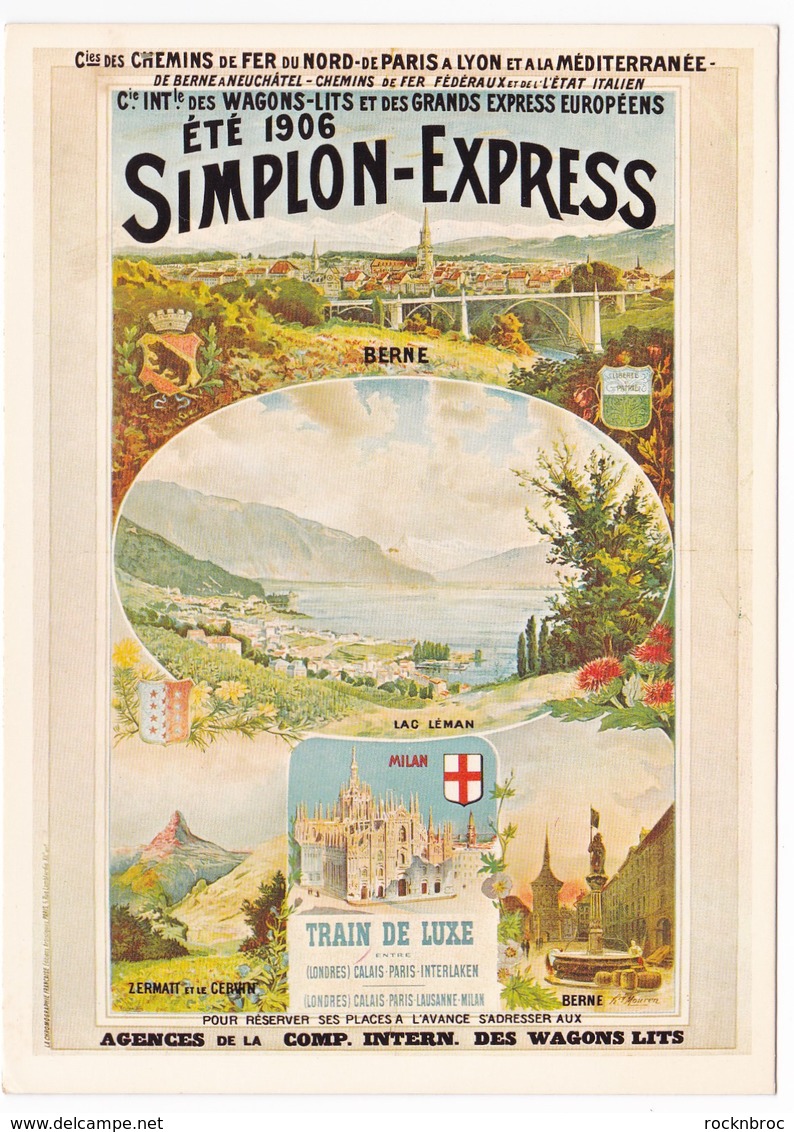 CPM Reproduction D'Affiche Ancienne SIMPLON-EXPRESS été 1906 Chemins De Fer - Treinen