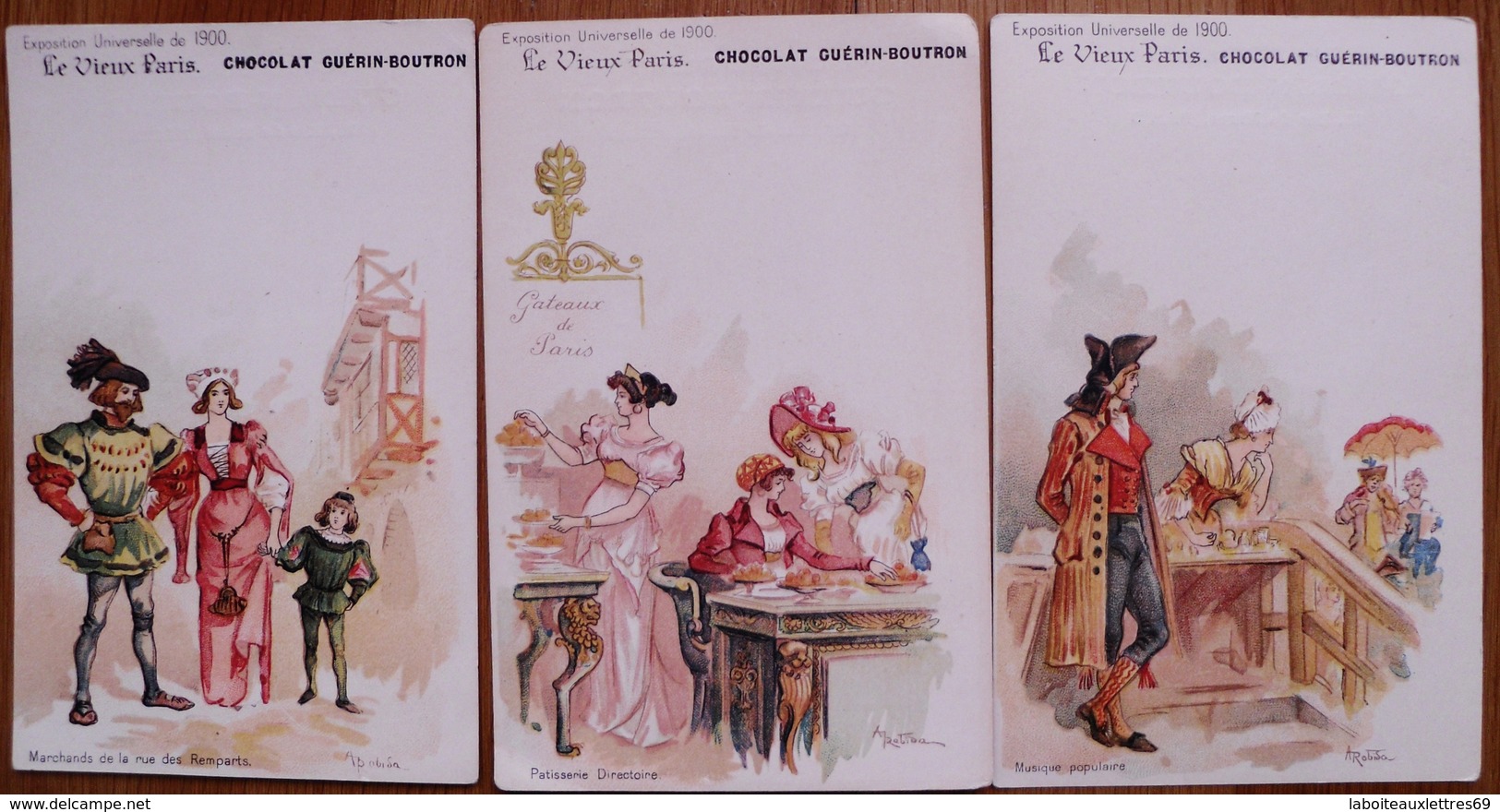 LOT 5 IMAGES PUB CHOCOLAT GUERIN-BOUTRON-VIEUX PARIS-EXPOSITION UNIVERSELLE 1900 - Guerin Boutron
