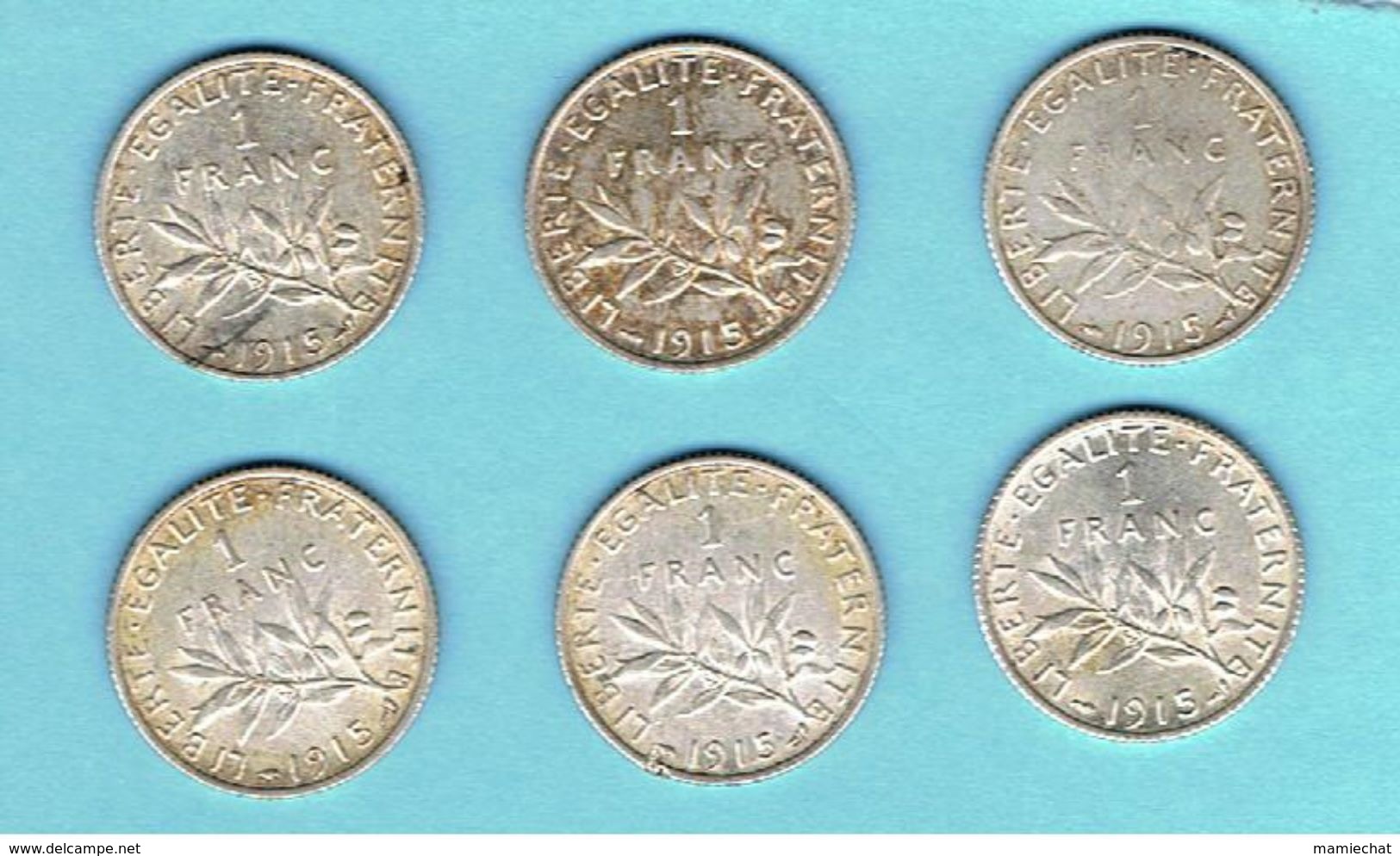 FRANCE-LOT DE PIECES DE 1 FRANC-1915-2 SCANS- - Collections