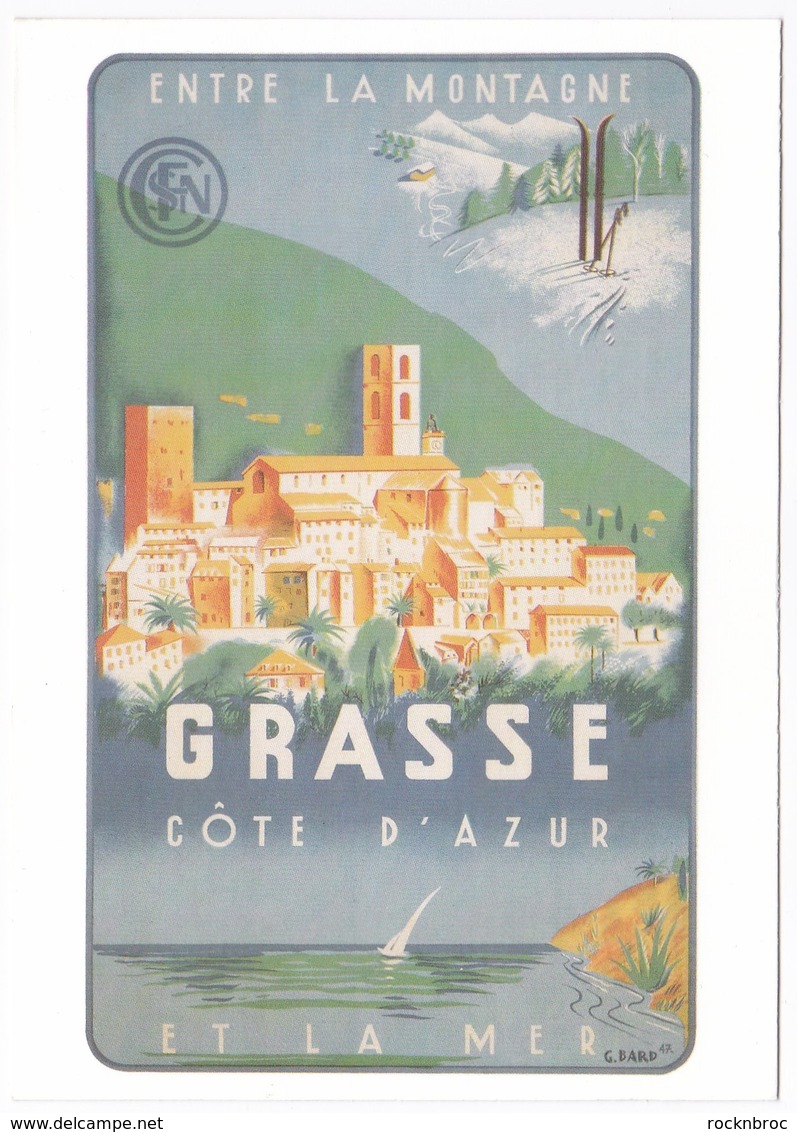 CPM Reproduction D'Affiche Ancienne GRASSE CÔTE D'AZUR Chemin De Fer SNCF - Trains