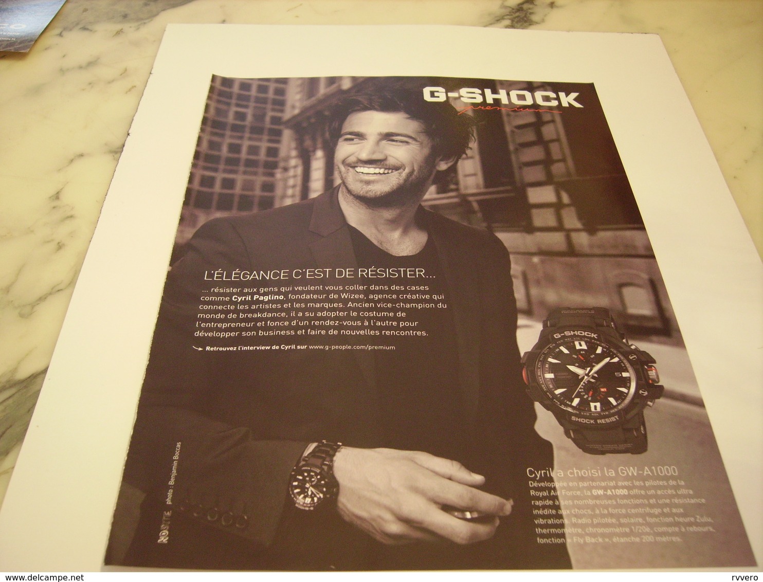 PUBLICITE  MONTRE G-SHOCK AVEC CYRIL PAGLIANO 2012 - Autres & Non Classés