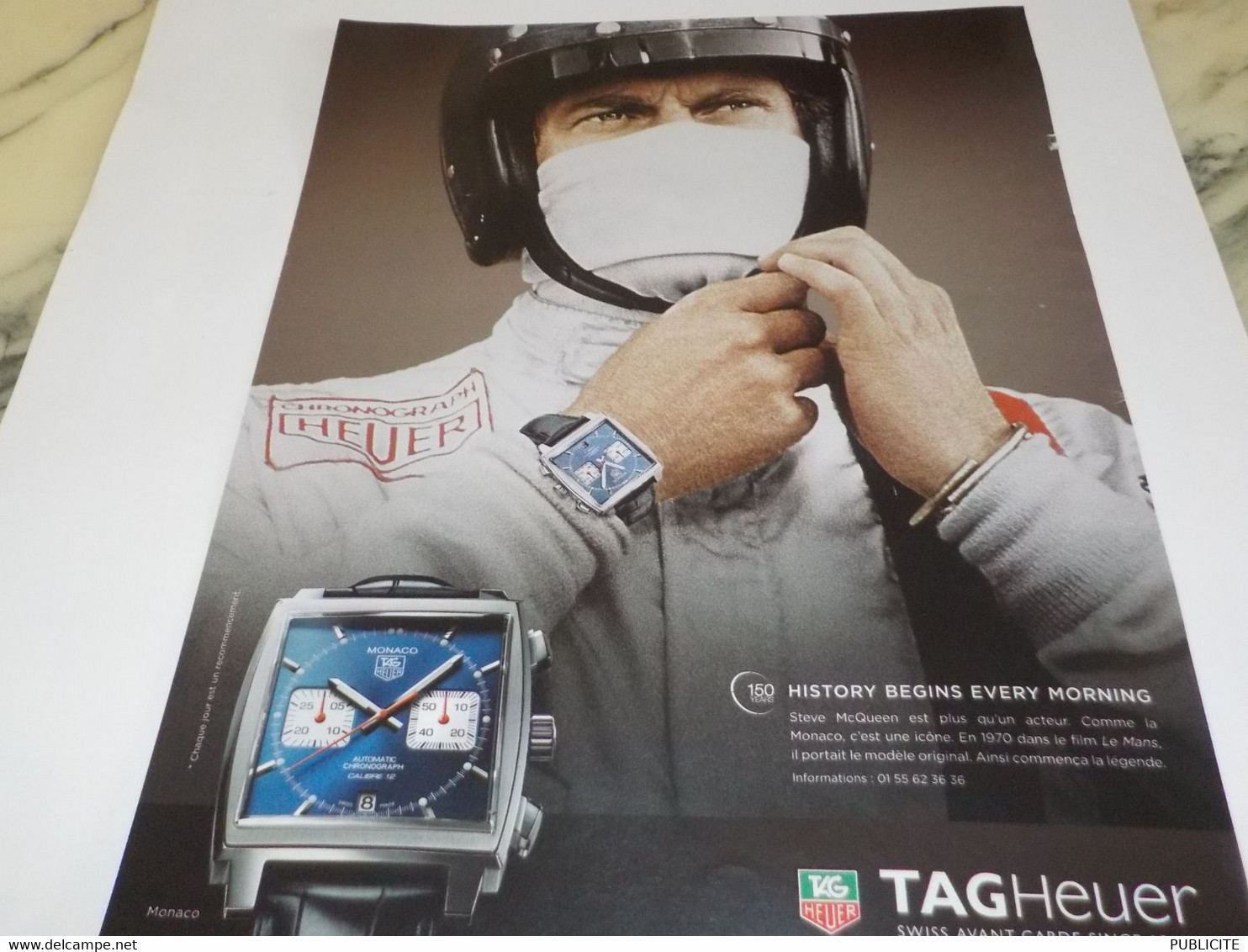 PUBLICITE  MONTRE TAGHEUER AVEC STEVE MCQUEEN 2012 - Autres & Non Classés