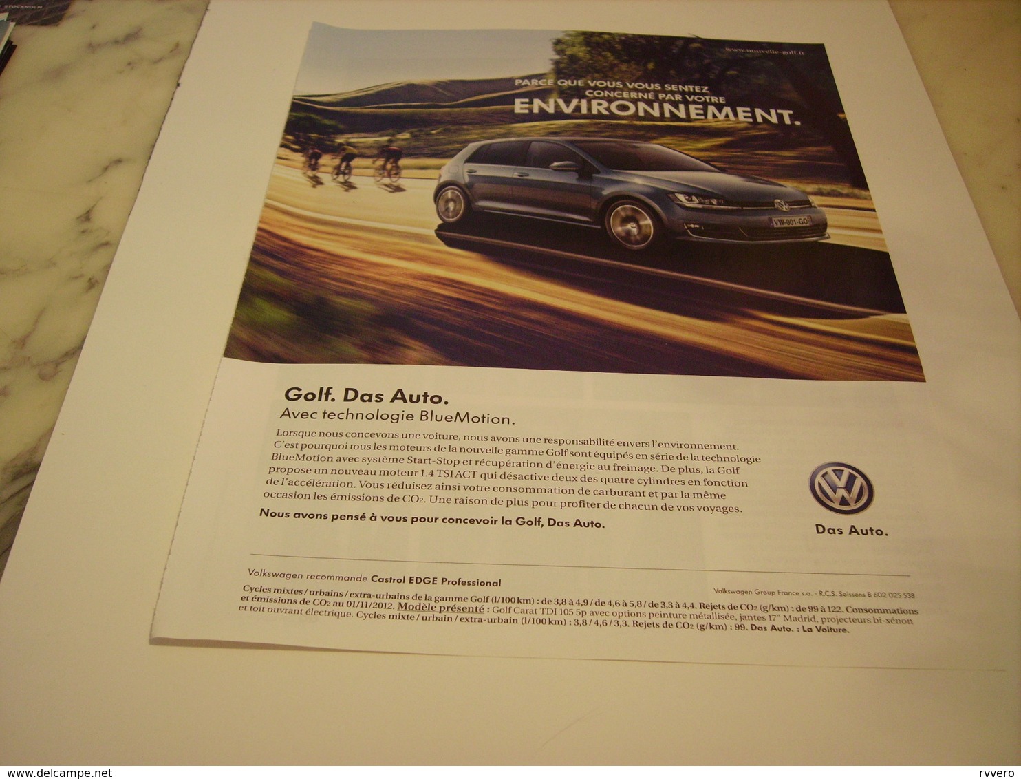 PUBLICITE AFFICHE VOITURE VOLKSWAGEN GOLF - Cars