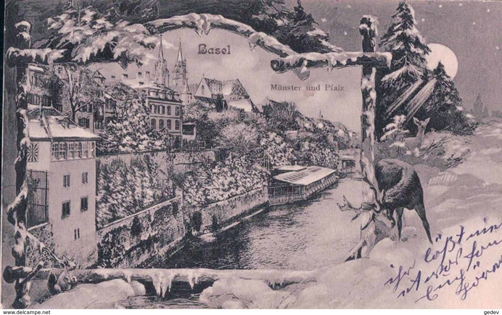 Basel, Münster Und Pfalz, Neige Et Clair De Lune (12.1.1914) - Bâle