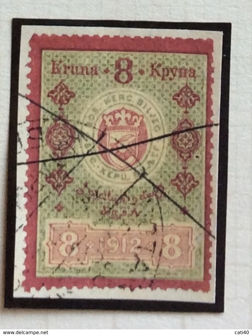 MARCA DA BOLLO AUSTRIA-UNGHERIA  1912  BOSNIA ERZEGOVINA  8  KRUNA - Bosnië En Herzegovina