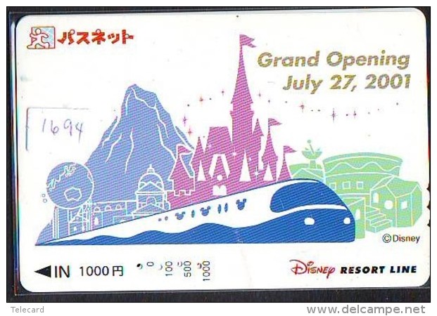 Carte Prépayée Japon - DISNEY RESORT LINE (1694) GRAND OPENING 2001 - Train &amp; Rocher - Japan Prepaid Card - Disney