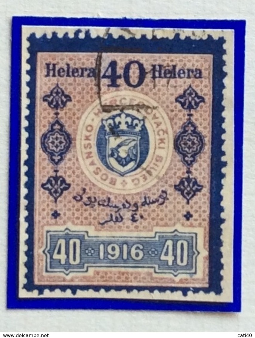 MARCA DA BOLLO AUSTRIA-UNGHERIA  1916  BOSNIA ERZEGOVINA  40 HELERA - Bosnia Erzegovina