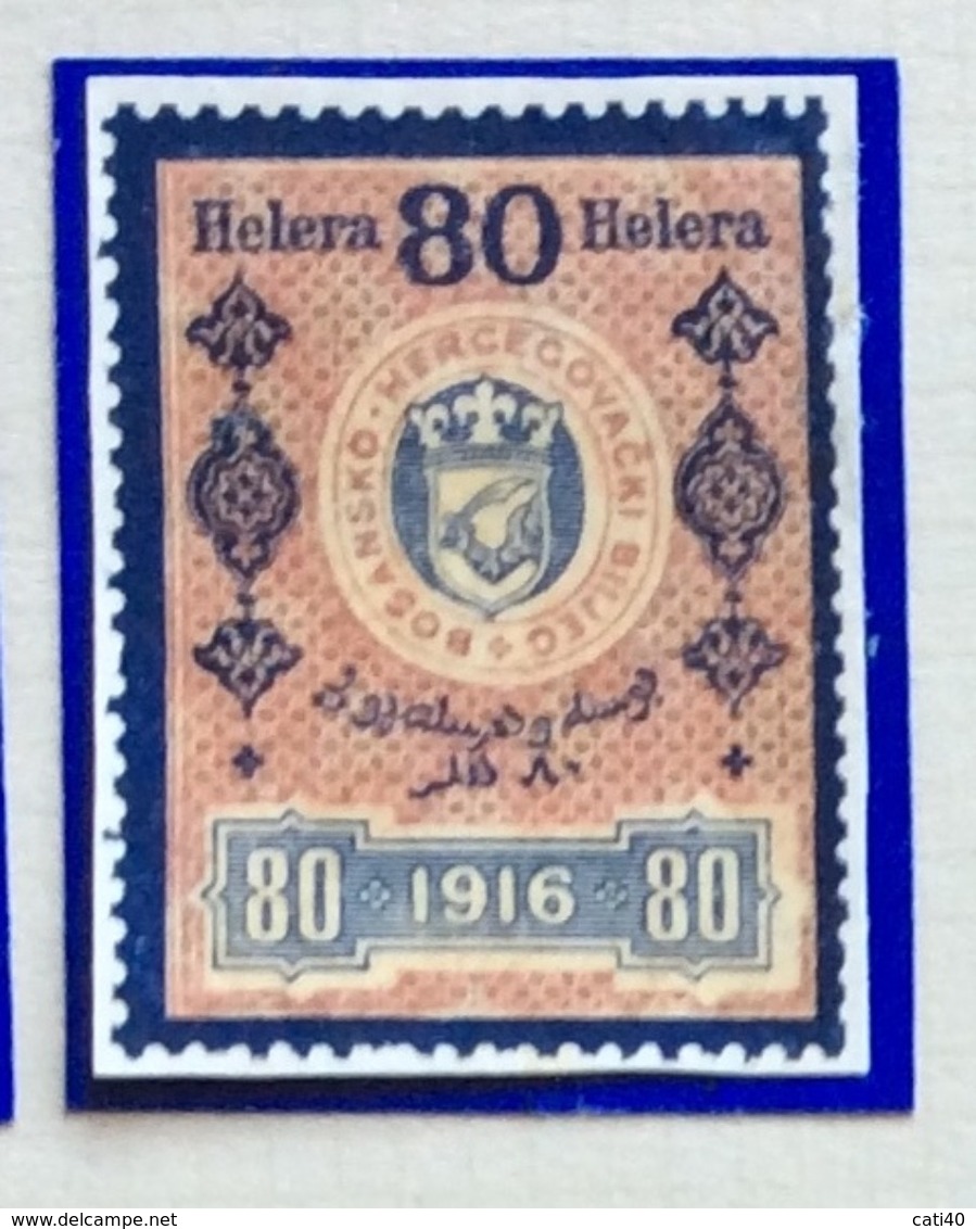 MARCA DA BOLLO AUSTRIA-UNGHERIA  1916  BOSNIA ERZEGOVINA  80 HELERA - Bosnia Erzegovina