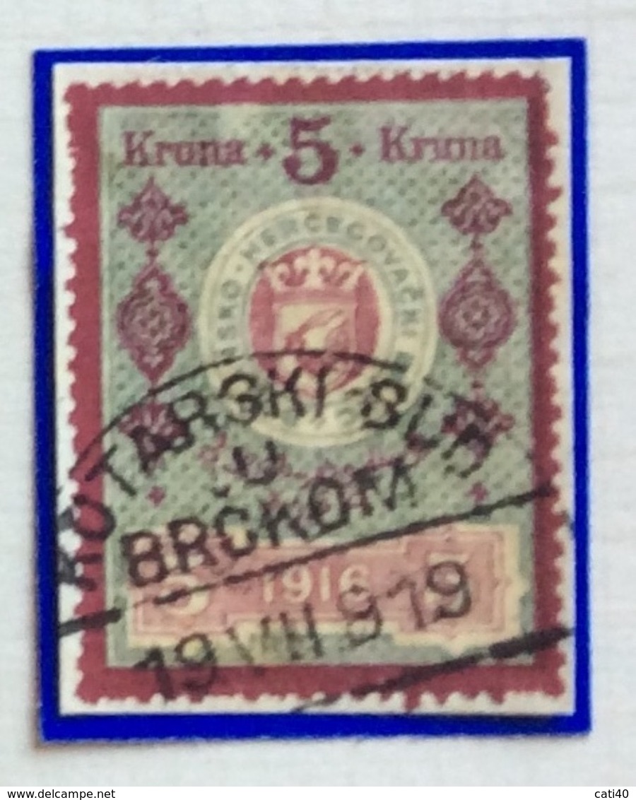 MARCA DA BOLLO AUSTRIA-UNGHERIA  1916  BOSNIA ERZEGOVINA  5 KRUNA - Bosnia Erzegovina