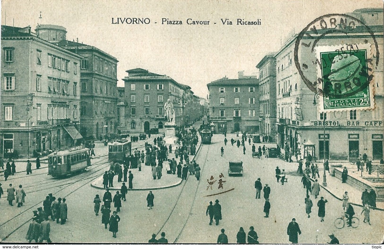 LIVORNO   -   Italie   -   Piazza  Cavour  -  Via  Ricasoli .  En  1930 - Livorno