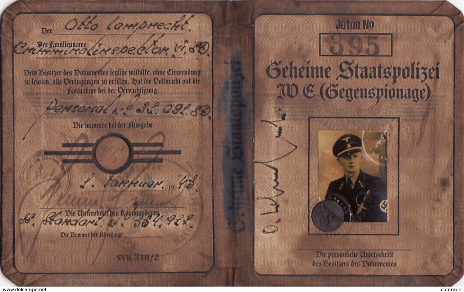 DOCUMENT III Reich. Nazi WW2 Germany.  Not Original - Documents