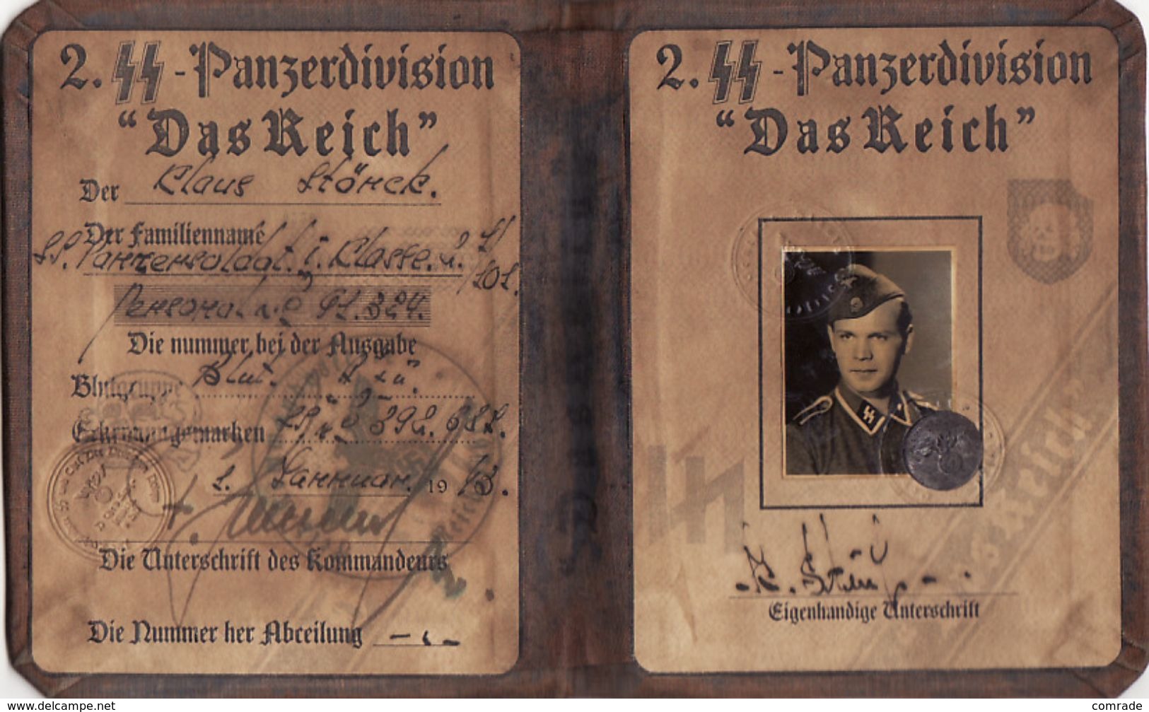 DOCUMENT III Reich. Nazi WW2 Germany.  Not Original - Documents