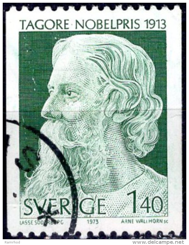 SWEDEN 1973 Nobel Prize Winners 1913 -1k.40, Rabindranath Tagore (literature)  FU - Used Stamps