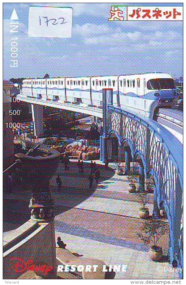 Carte Prépayée Japon - DISNEY RESORT LINE (1722) Train Monorail Sur Pont - Japan Prepaid Card - Disney