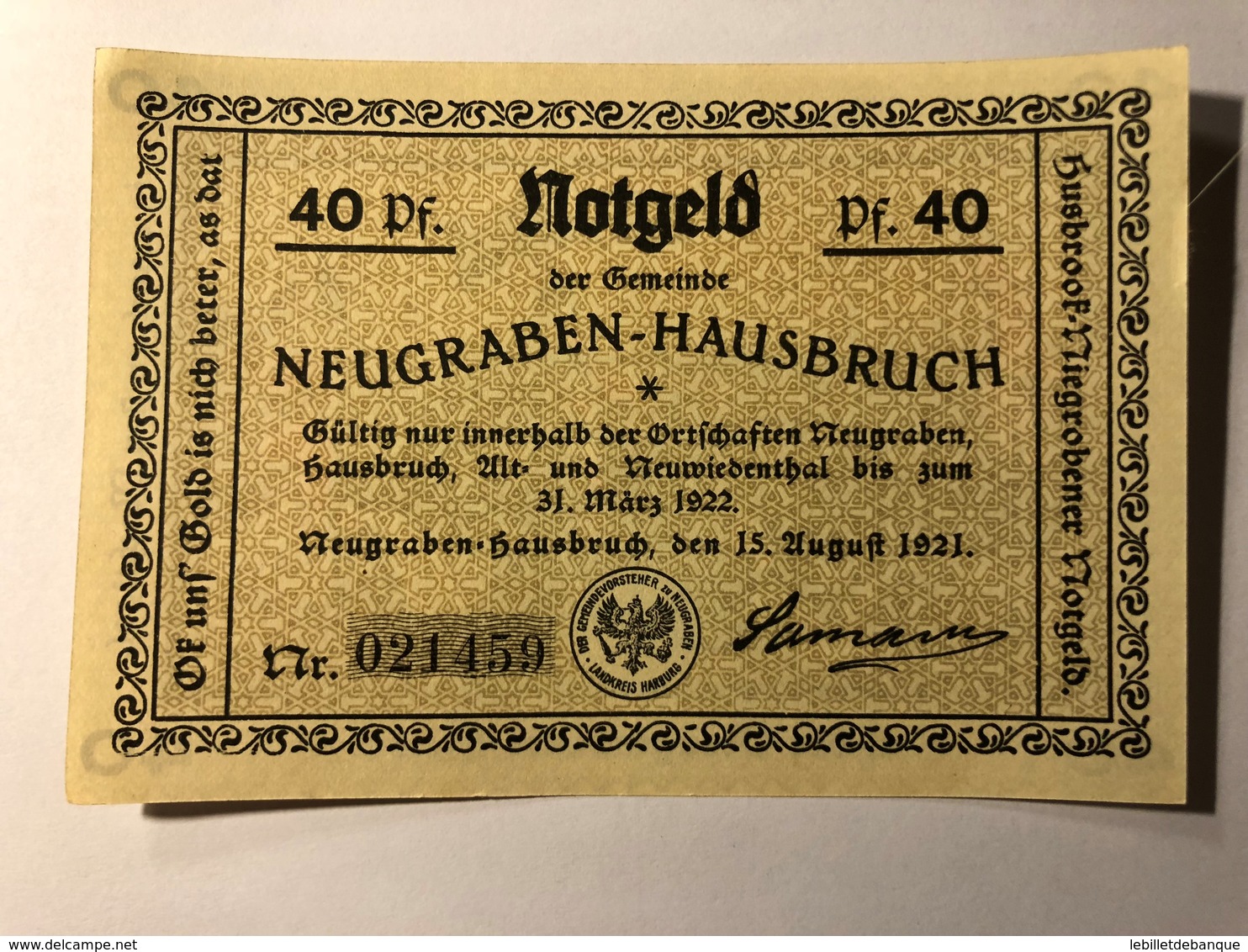 Allemagne Notgeld Neugraben 40 Pfennig - Collections