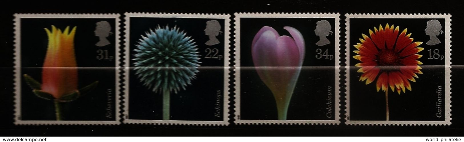 Grande-Bretagne 1987 N° 1256 / 9 ** Fleurs, Colchique, Echeveria, Chardon Bleu, Gaillarde, Safran, Botanique, Épineuses - Unused Stamps