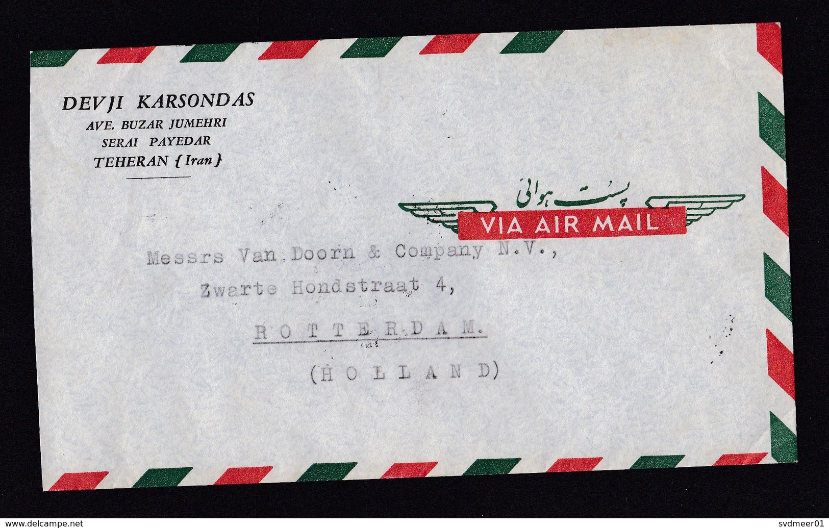 Iran: Airmail Cover To Netherlands, 1950s?, 2 Stamps, Shah (minor Damage) - Iran