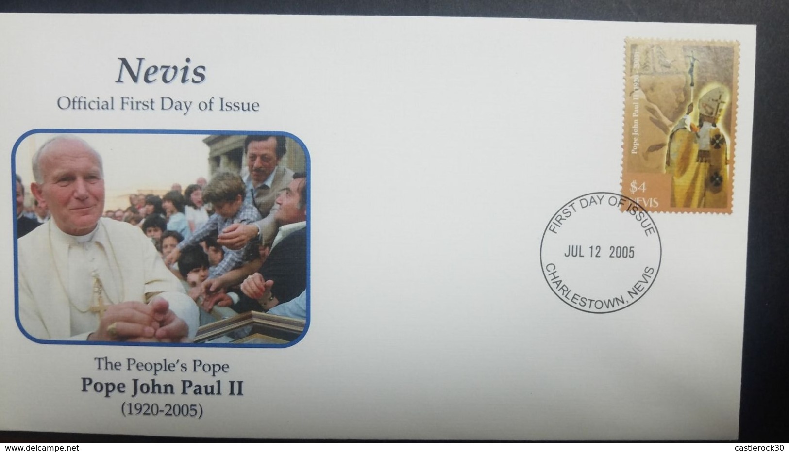 O) 2005 NEVIS, POPE JOHN PAUL II-1920-2005-SCOTT A277, FDC XF - St.Kitts And Nevis ( 1983-...)