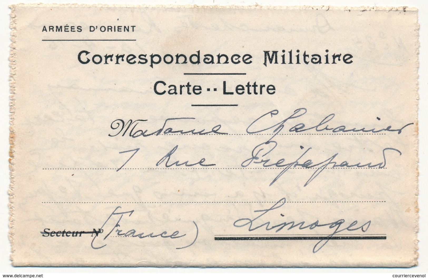 Carte Lettre De Franchise Militaire - Edition Privée - Mention Imprimée "Armées D'Orient" -   1916 - Lettres & Documents
