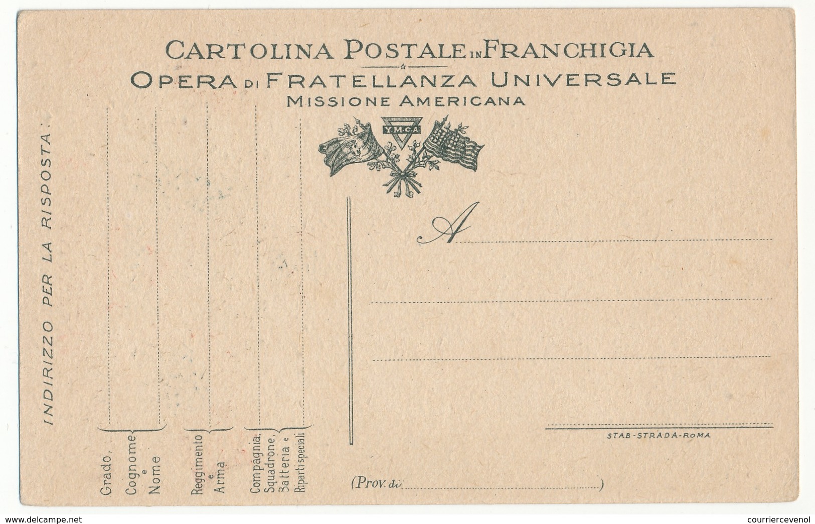 Carte Postale De Franchise Militaire - YMCA - Missione Americana - Militaire Post (PM)