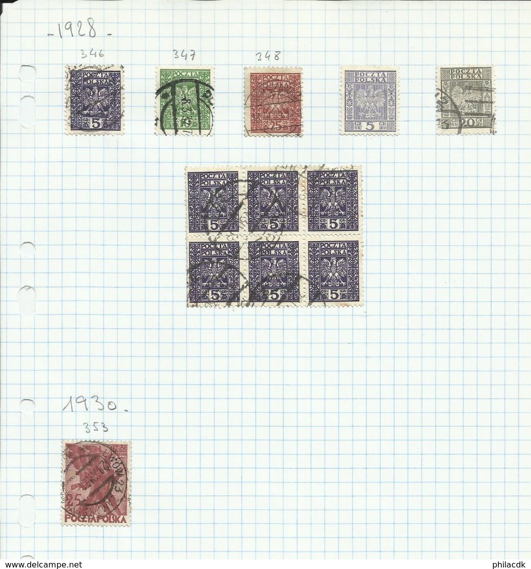 POLOGNE - 52 SCANNS - BELLE COLLECTION DE 346 TIMBRES NEUFS (*) SANS GOMME ET OBLITERES POUR ETUDE