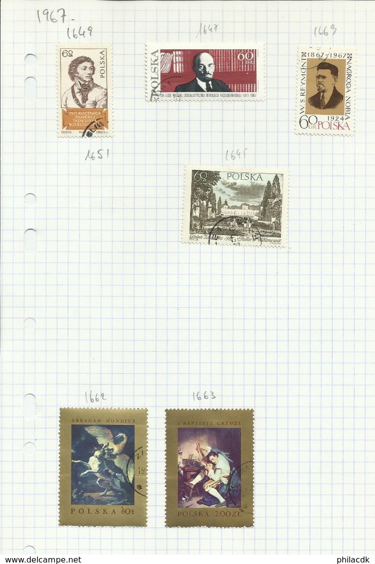 POLOGNE - 52 SCANNS - BELLE COLLECTION DE 346 TIMBRES NEUFS (*) SANS GOMME ET OBLITERES POUR ETUDE