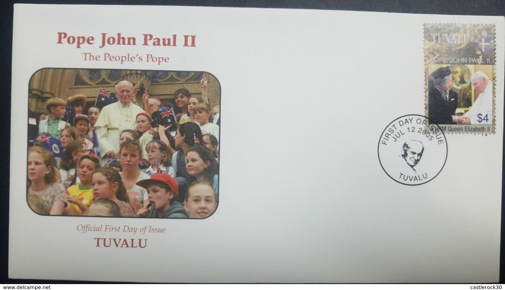 O) 2005 TUVALU, POPE JOHN PAUL II AND QUEEN ELIZABETH II-SCOTT A192, FDC XF - Tuvalu