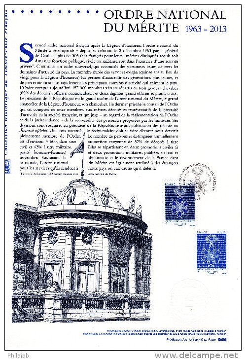 " ORDRE NATIONAL DU MERITE " Sur Document Officiel De 2013  N° YT 4830. Parfait état. DPO - 2010-2019