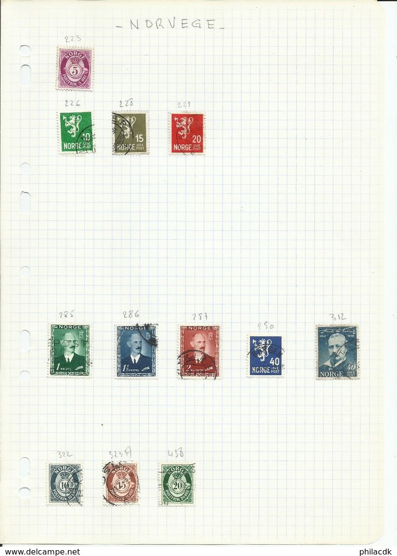 NORVEGE -  8 SCANNS - BELLE COLLECTION DE 107 TIMBRES OBLITERES POUR ETUDE - Collections