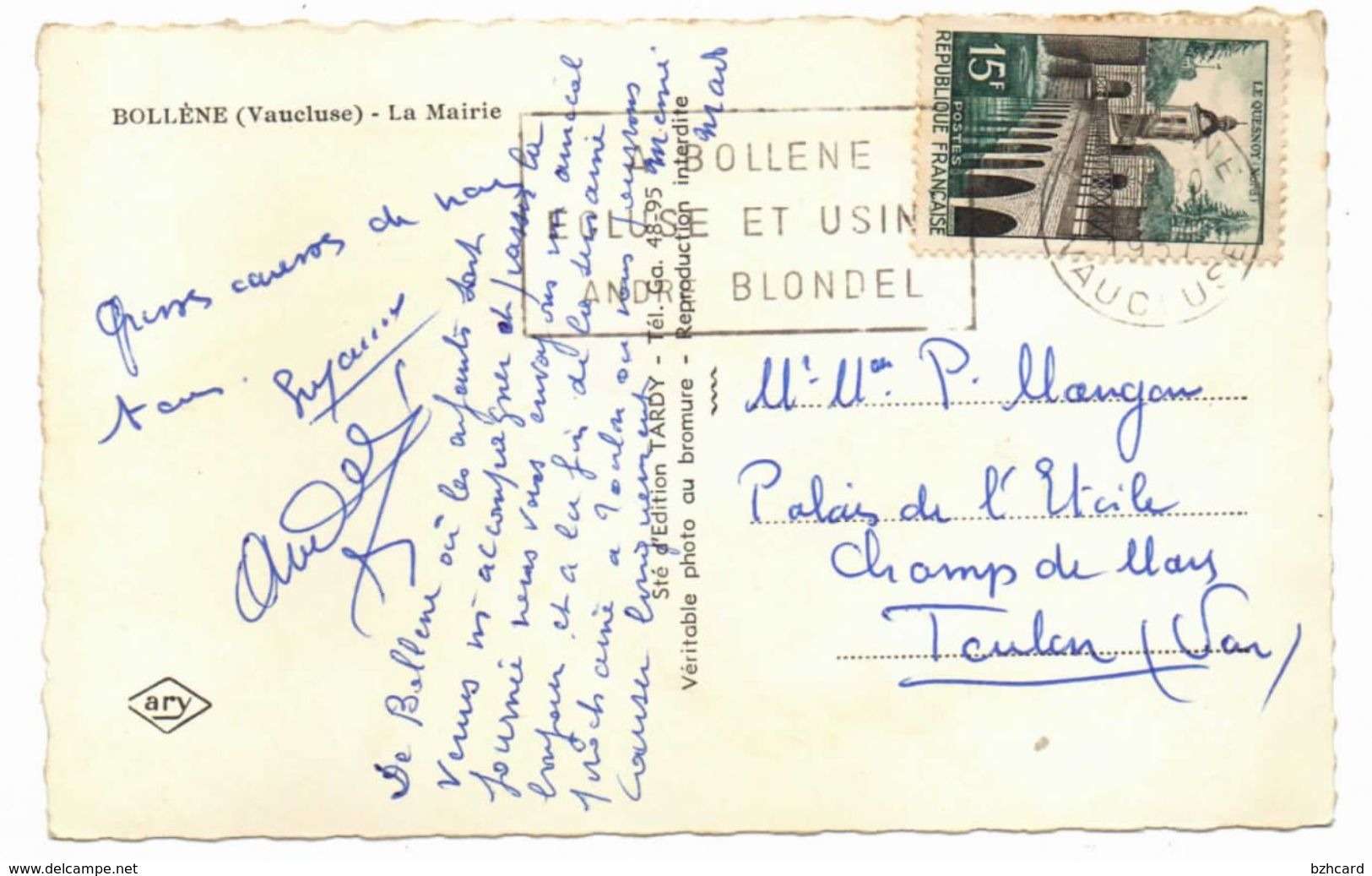 Bollène - La Mairie - Flamme : Ecluse Et Usine André Blondel 1957 - Bollene