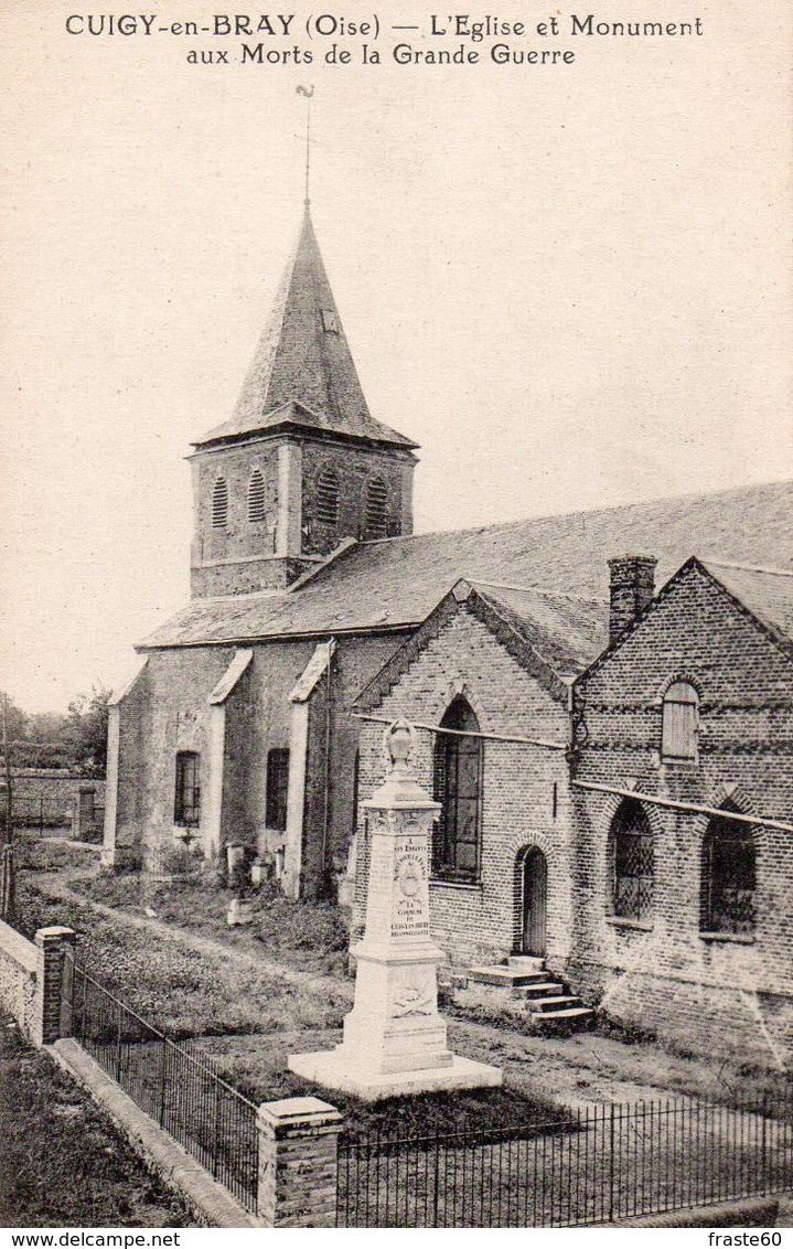 Cuigy En Bray - L ' église Et Monument Aux Morts De La Grande Guerre - Autres & Non Classés