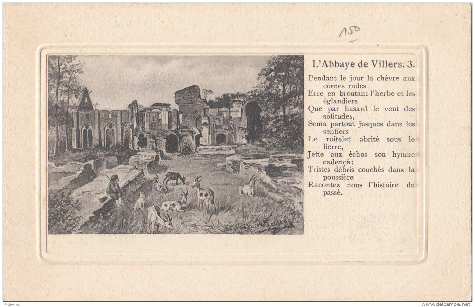 Villers-La-Ville -  L'abbaye De Villers (série De 4 Cartes Reprenant Un Poème) - Rare - Villers-la-Ville