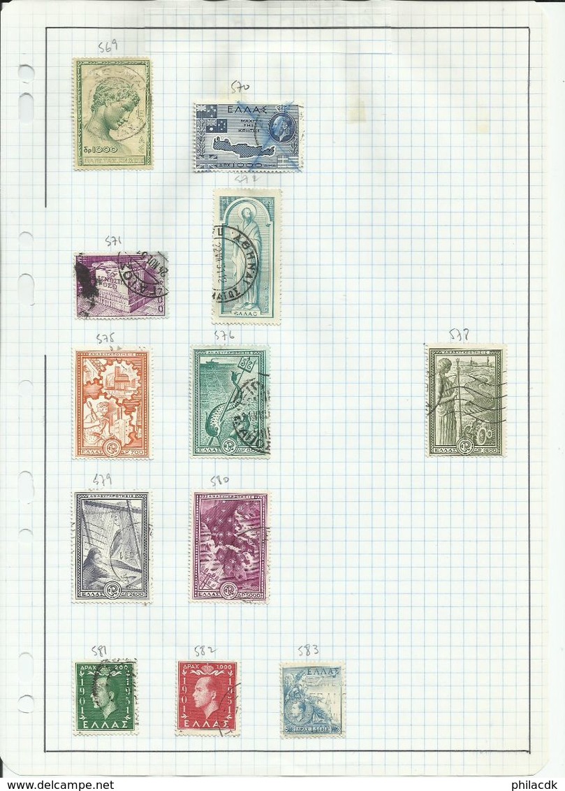 GRECE -  75 SCANNS - TRES BELLE COLLECTION DE 849 TIMBRES OBLITERES POUR ETUDE