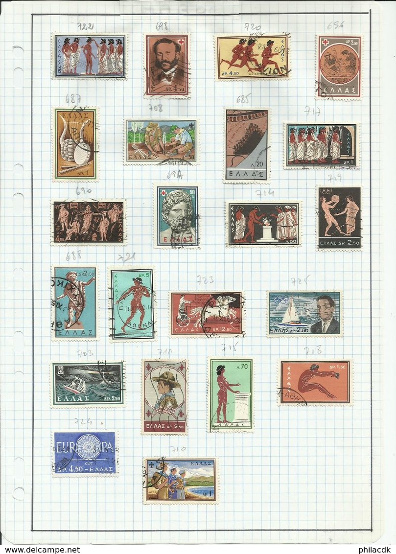 GRECE -  75 SCANNS - TRES BELLE COLLECTION DE 849 TIMBRES OBLITERES POUR ETUDE