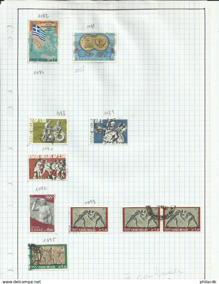 GRECE -  75 SCANNS - TRES BELLE COLLECTION DE 849 TIMBRES OBLITERES POUR ETUDE