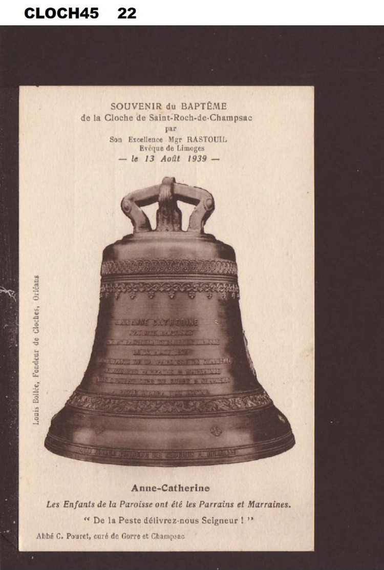 Champsac, Baptême De Cloche(s), 1939 (CLOCH45-22) - Autres & Non Classés