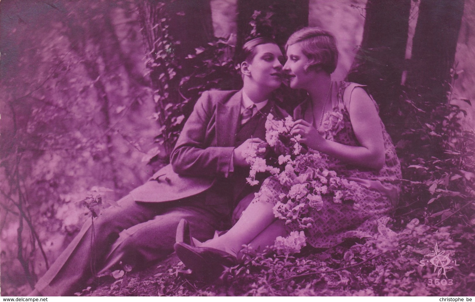 Pink Tinted Postcard, Couple In Love, Les Amoureux (pk43477) - Noces