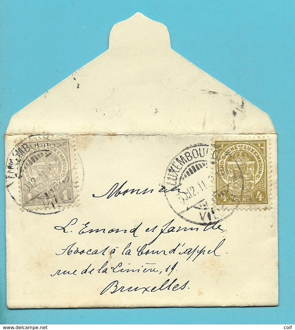 89+91 Op CARTE-VISITE Met Stempel LUXEMBOURG - 1907-24 Ecusson