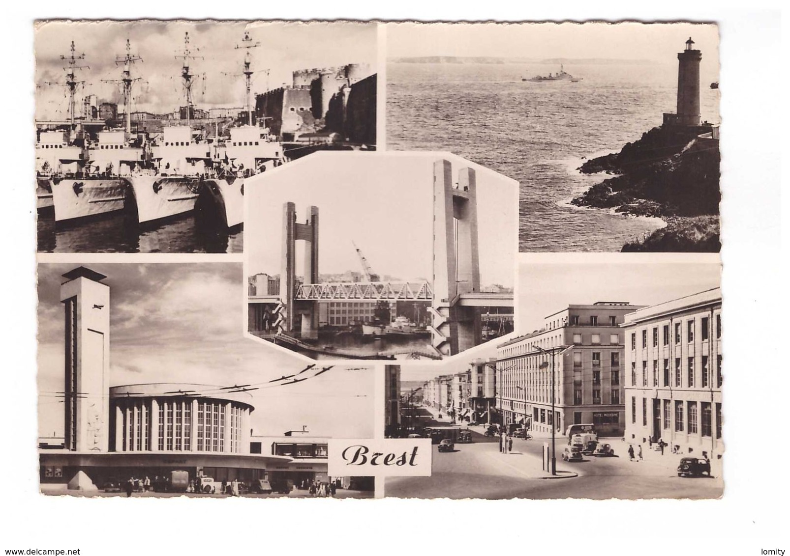 29 Brest Cartes 5 Vues Gare SNCF Rue De Siam Bateau Marine Nationale Patrouilleurs à Quai Pont Recouvrance CPSM GF - Brest