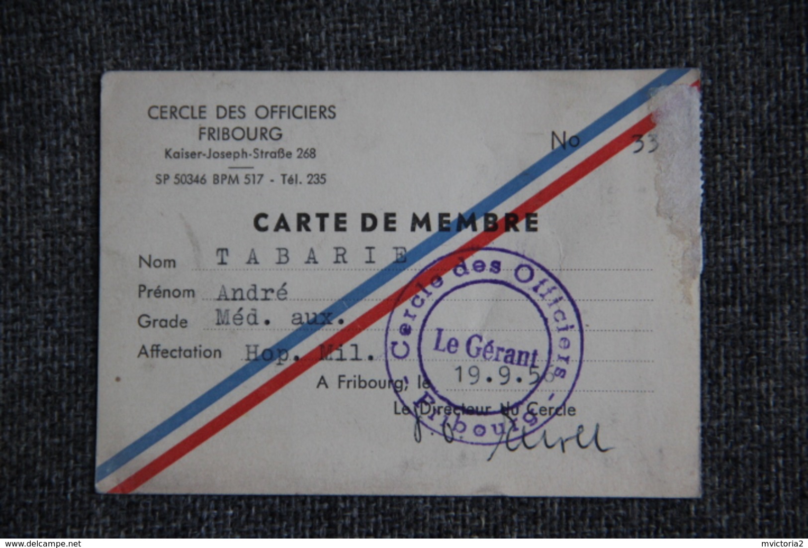 Carte De Membre Du Cercle Des Officiers De FRIBOURG ( ALLEMAGNE) - Visiting Cards