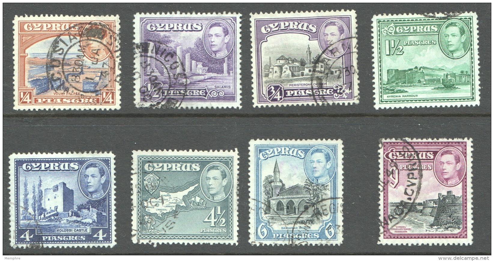 Selection Of 8 Used George VI Stamps 151/159 - Chypre (...-1960)