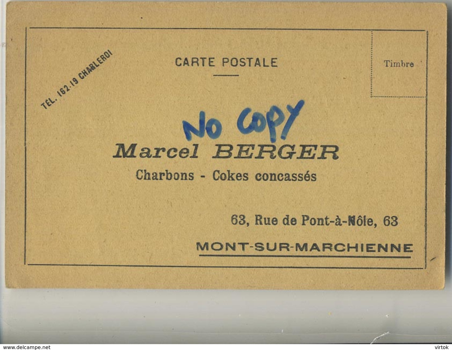 Mont-sur-Marchienne : Marcel Berger : Charbons - Cokes Concassés  ( 2 Scans ) - Andere & Zonder Classificatie